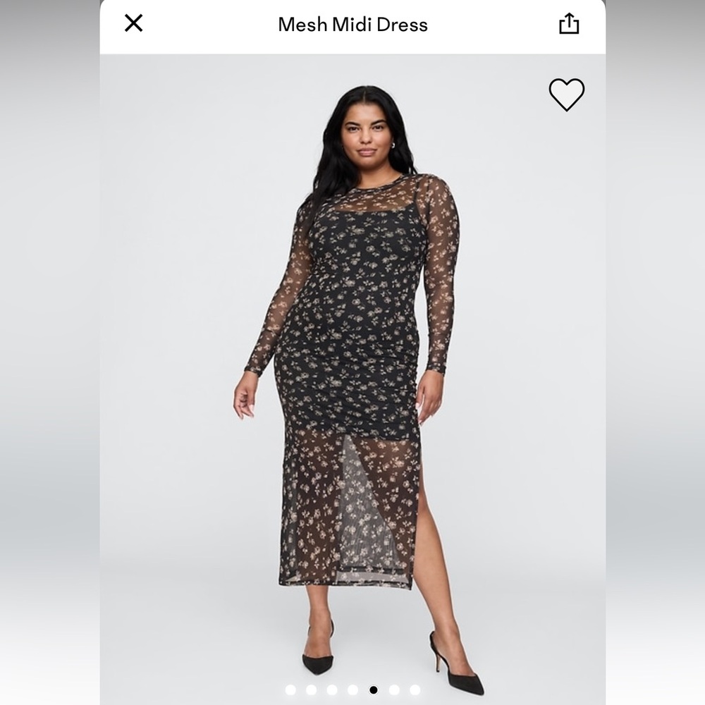 GAP Black Floral Long Sleeve Dress